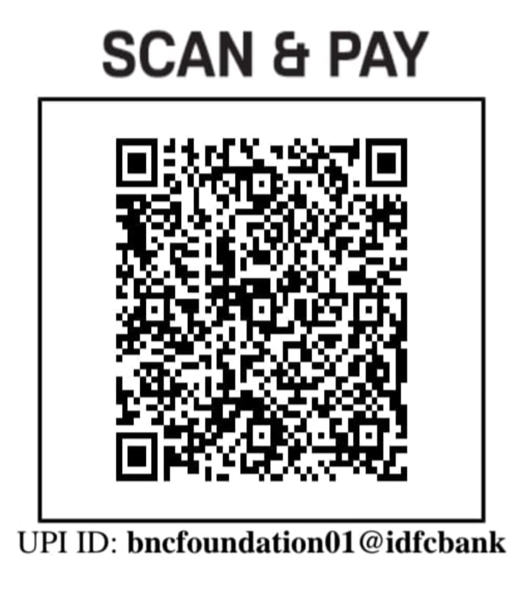 Payment QR code for Rs 50 with blue background and white center